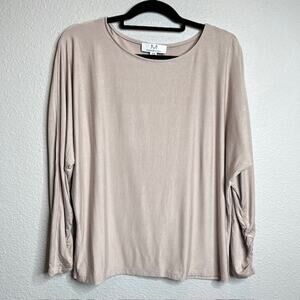 Magaschoni Dolman Scrunch Sleeve Sz Medium Oversized Taupe Top